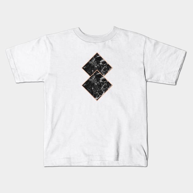 Diamond black marble - rose gold gilded Kids T-Shirt by marbleco